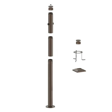 5 Foot Modular Light Pole - 3 Foot Base Height - 1 Foot Extension - 2 Lamp Holder Section - 1/2 Inch Threaded Hub Cap - Bronze Finish