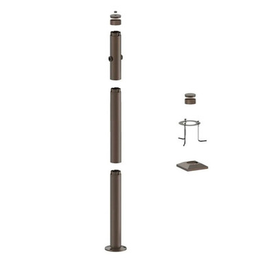 6 Foot Modular Light Pole - 2 Foot Base Height - 3 Foot Extension - 2 Lamp Holder Section - 1/2 Inch Threaded Hub Cap - Bronze Finish