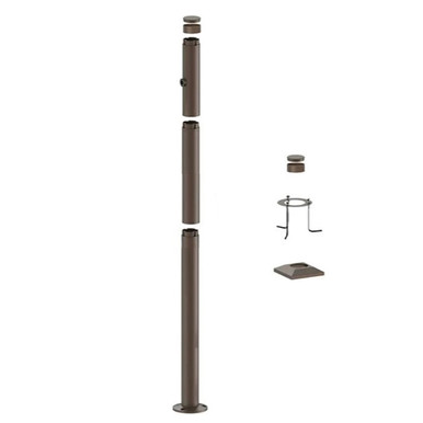 6 Foot Modular Light Pole - 3 Foot Base Height - 2 Foot Extension - 1 Lamp Holder Section  - Bronze Finish