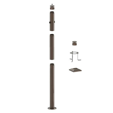 6 Foot Modular Light Pole - 3 Foot Base Height - 2 Foot Extension - 2 Lamp Holder Section - 1/2 Inch Threaded Hub Cap - Bronze Finish