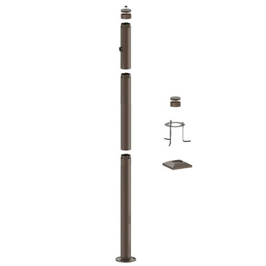 7 Foot Modular Light Pole - 3 Foot Base Height - 3 Foot Extension - 1 Lamp Holder Section - 1/2 Inch Threaded Hub Cap - Bronze Finish