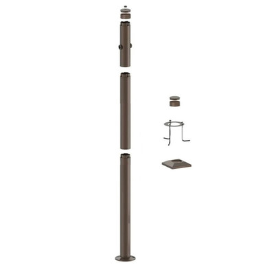 7 Foot Modular Light Pole - 3 Foot Base Height - 3 Foot Extension - 2 Lamp Holder Section - 1/2 Inch Threaded Hub Cap - Bronze Finish