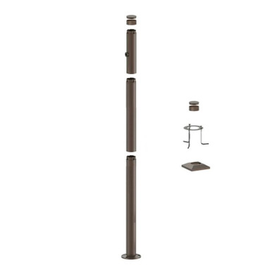 8 Foot Modular Light Pole - 3 Foot Base Height - 4 Foot Extension - 1 Lamp Holder Section  - Bronze Finish
