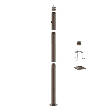 8 Foot Modular Light Pole - 3 Foot Base Height - 4 Foot Extension - 1 Lamp Holder Section - 1/2 Inch Threaded Hub Cap - Bronze Finish