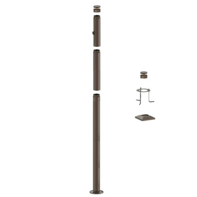 8 Foot Modular Light Pole - 5 Foot Base Height - 2 Foot Extension - 1 Lamp Holder Section  - Bronze Finish