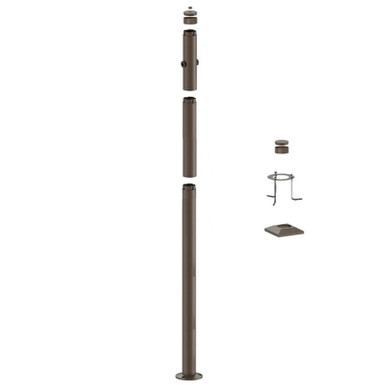 8 Foot Modular Light Pole - 5 Foot Base Height - 2 Foot Extension - 2 Lamp Holder Section - 1/2 Inch Threaded Hub Cap - Bronze Finish