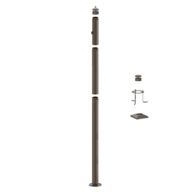 9 Foot Modular Light Pole - 5 Foot Base Height - 3 Foot Extension - 1 Lamp Holder Section - 1/2 Inch Threaded Hub Cap - Bronze Finish