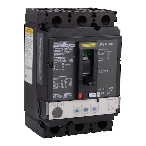 Circuit Breaker, 100A, 3 Pole, 690V AC - HJL36100U31X