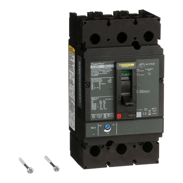 Molded Case Circuit Breaker, JJ Series 150A, 3 Pole, 600V AC - JJL36150