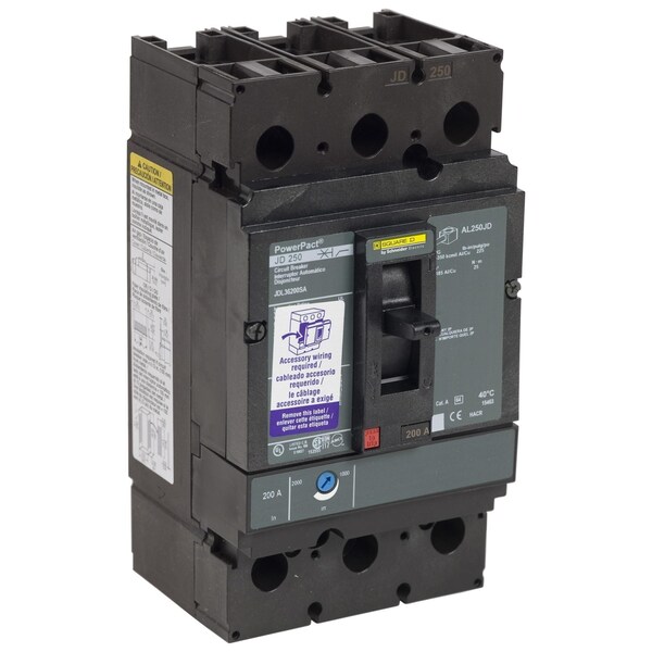 Circuit Breaker, 200A, 3 Pole, 600V AC - JDL36200C