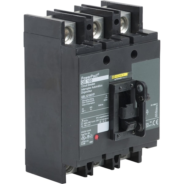 Molded Case Circuit Breaker, QB Series 100A, 3 Pole, 240V AC - QBL32100YP