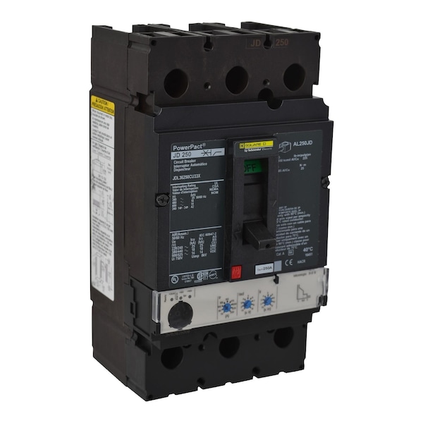 Circuit Breaker, 250A, 3 Pole, 600V AC - JDL36250CU33X