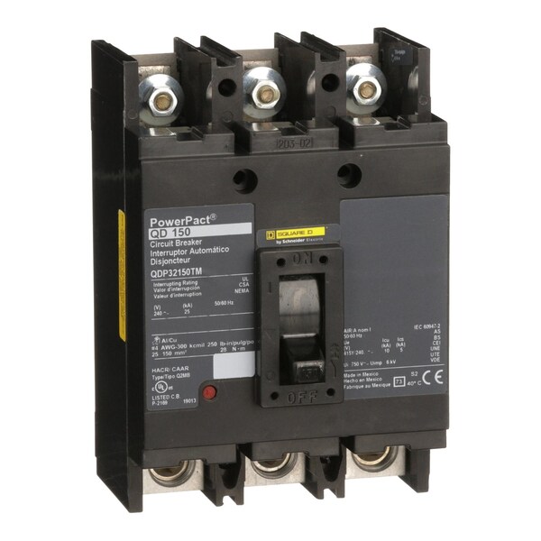 Molded Case Circuit Breaker, 150A, 3 Pole, 240V AC - QDP32150TM