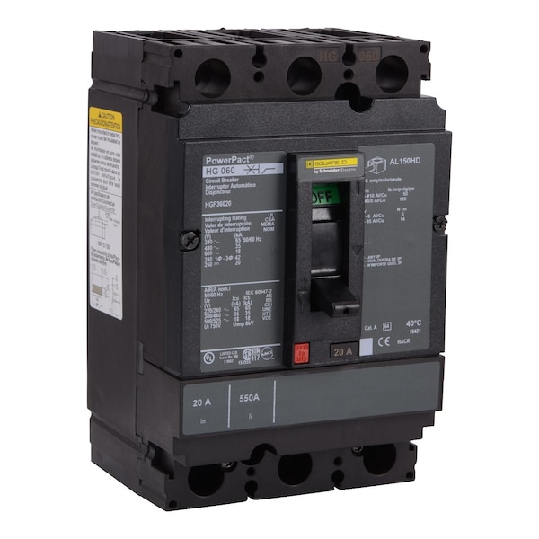 Circuit Breaker, 40A, 3 Pole, 690V AC - HGF36040