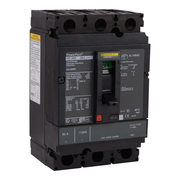 Circuit Breaker, 60A, 3 Pole, 690V AC - HDL36060U44X