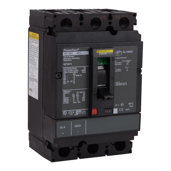 Circuit Breaker, 40A, 3 Pole, 690V AC - HDF36040