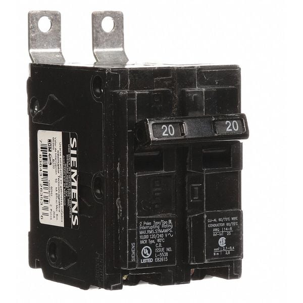 Miniature Circuit Breaker, BL Series 20A, 2 Pole, 120/240V AC - B220