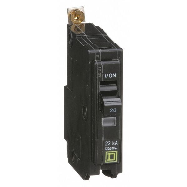 Miniature Circuit Breaker, QOB Series 20A, 1 Pole, 120/240V AC - QOB120VH