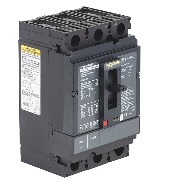Molded Case Circuit Breaker, HD Series 100A, 3 Pole, 600V AC - HDL36100C