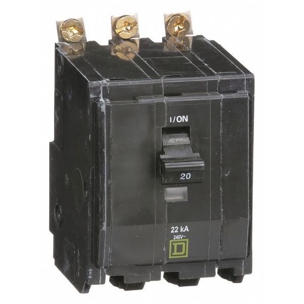 Miniature Circuit Breaker, QOB Series 20A, 3 Pole, 120/240V AC - QOB320VH