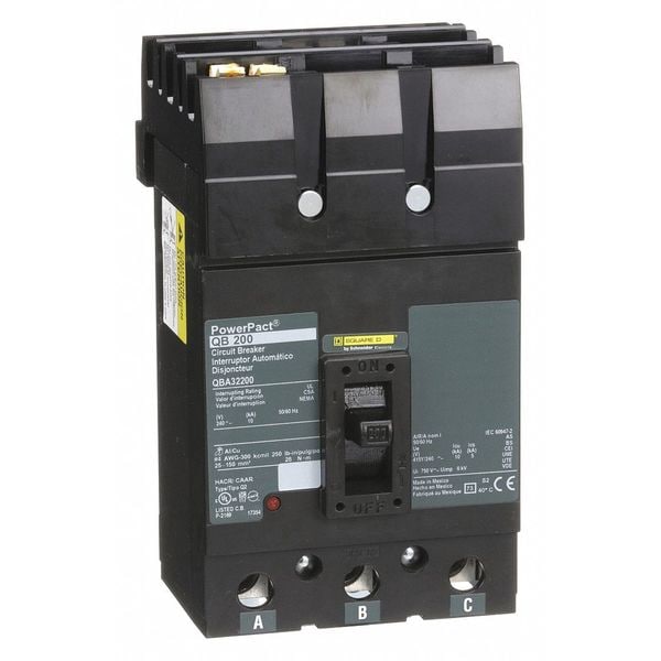 Molded Case Circuit Breaker, 200A, 3 Pole, 240V AC - QBA32200