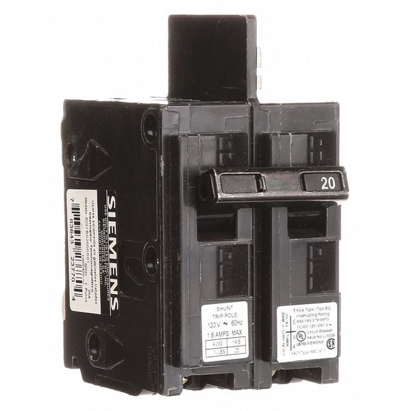 Miniature Circuit Breaker, BQ Series 20A, 1 Pole, 120V AC - BQ1B02000S01