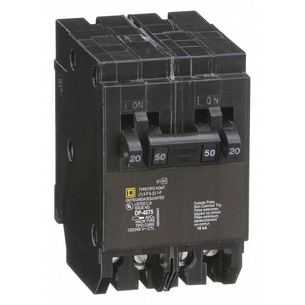 Miniature Circuit Breaker, HOM Series 20A, 1, 2 Pole, 120/240V AC - HOMT2020250