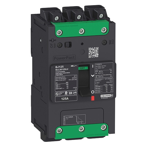 Molded Case Circuit Breaker, BGL Series 30A, 3 Pole, 525V AC, B Curve - BGL36030LU