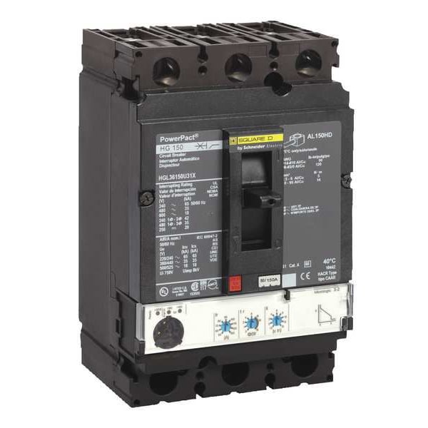 Molded Case Circuit Breaker, HG Series 150A, 3 Pole, 600V AC - HGL36150U33X