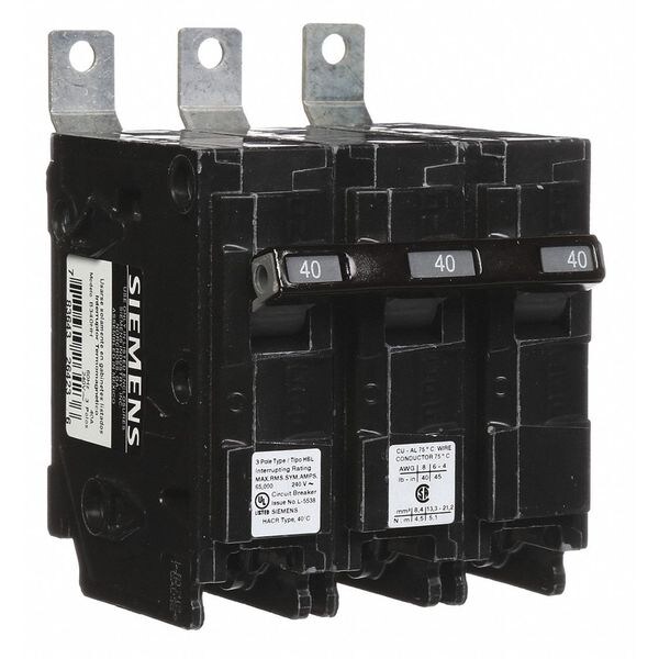 Miniature Circuit Breaker, BL Series 40A, 3 Pole, 240V AC - B340HH