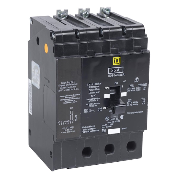 Miniature Circuit Breaker, EDB Series 60A, 3 Pole, 277/480V AC