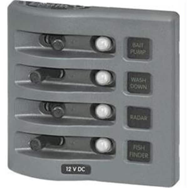 Blue Sea 4373 WeatherDeck Water Resistant Circuit Breaker Panel - 4 Position - Gray