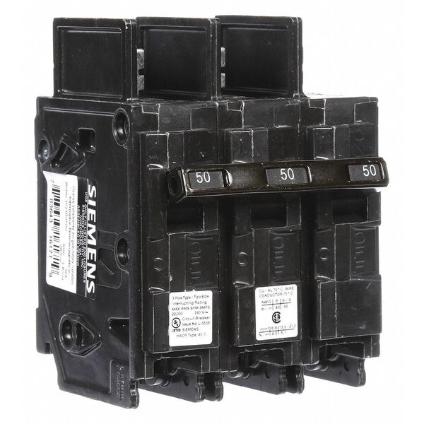 Miniature Circuit Breaker, BQH Series 50A, 3 Pole, 240V AC