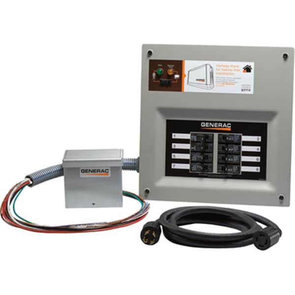 Generac 48469 HomeLink Prewired Manual Transfer Switch Kit - 30 amps; 8 Circuits - Aluminum Box - Model No. 6853