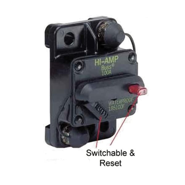 Marinco 185050F-01-1 Marine Switchable Reset Circuit Breaker - 50 Amp, Flush Mount