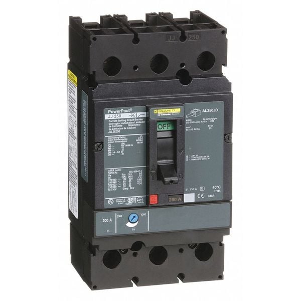 Molded Case Circuit Breaker, JJ Series 200A, 3 Pole, 600V AC