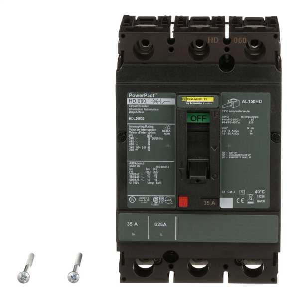 Molded Case Circuit Breaker, HD Series 35A, 3 Pole, 600V AC