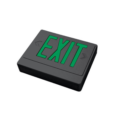 Remote Capable Black Plastic LED Exit Sign With Green Lettering - With No Battery - Remote Capable