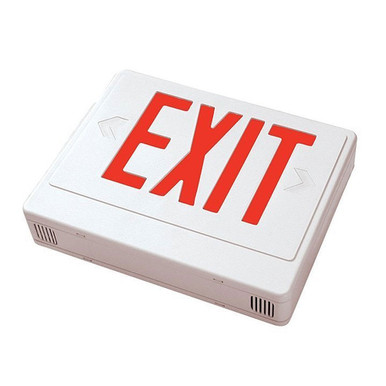 Remote Capable White Plastic LED Exit Sign With Red Lettering - With No Battery