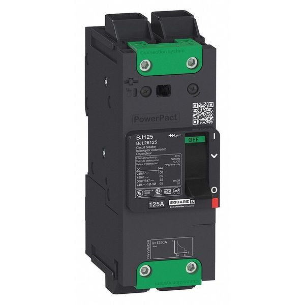 Molded Case Circuit Breaker, BDL Series 80A, 2 Pole, 525V AC, B Curve