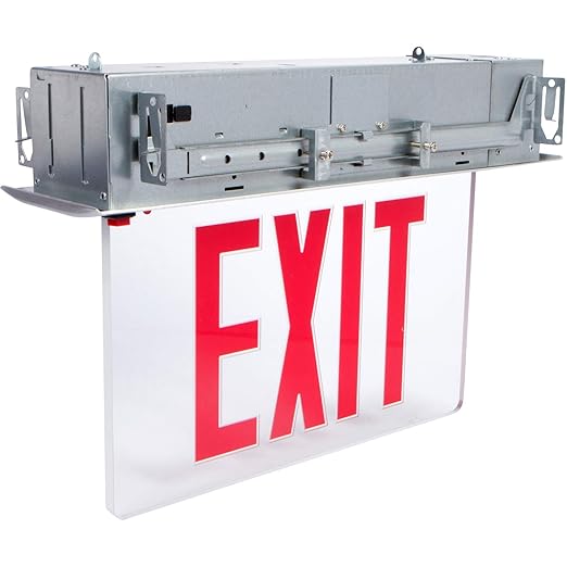 その他 GA Excalibui,Reflected Edge Aluminum Edge-Lit Exit Sign – Clear Panel, Red Letters