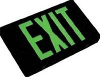 Black LED Steel Housing Exit Sign w/ Battery Back Up - Green Lettering - With Battery Back-Up