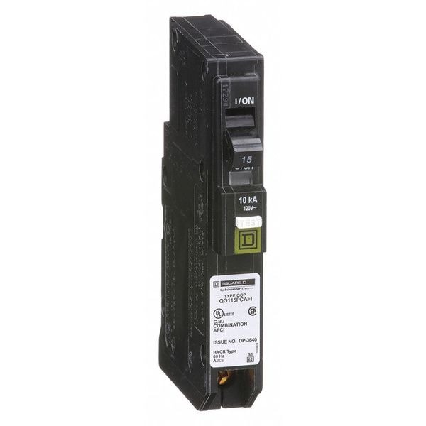 Miniature Circuit Breaker, QO Series 15A, 1 Pole, 120V AC