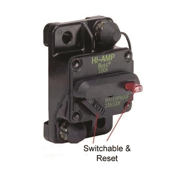 185040F-01-1 Switchable Reset Circuit Breaker - 40 amp, Flush Mount