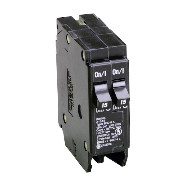 Circuit Breaker, BD Series 15A, 1 Pole, 120V AC - BD1515 - G2702214
