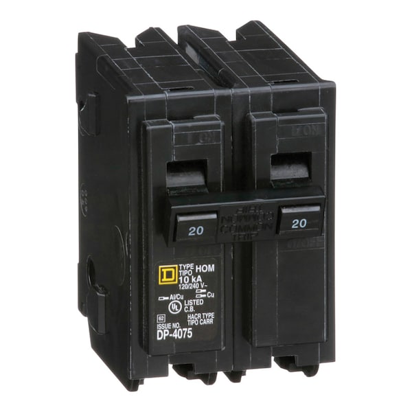 Miniature Circuit Breaker, 20A, 2 Pole, 120/240V AC - HOM220CP - G8628826