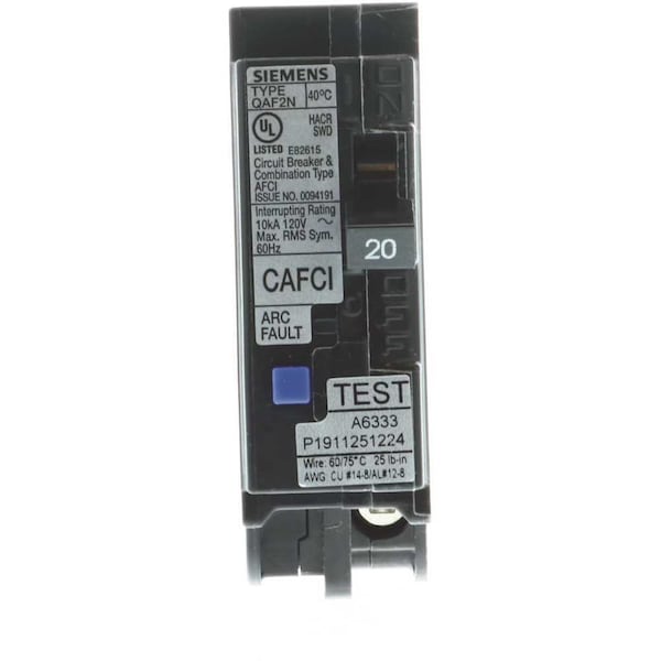 20 Amp 1-Pole QAF2N AFCI 10kA Breaker