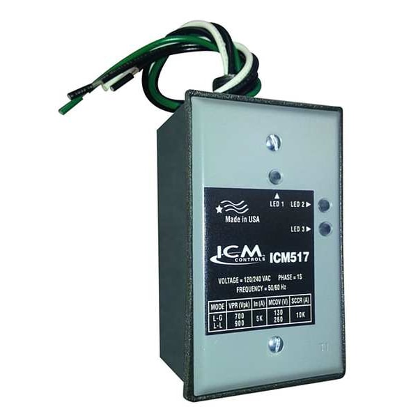 Surge Protection Device, 1 Phase, 120/240V AC Delta, 2 Poles, 3 Wires + Ground - ICM517