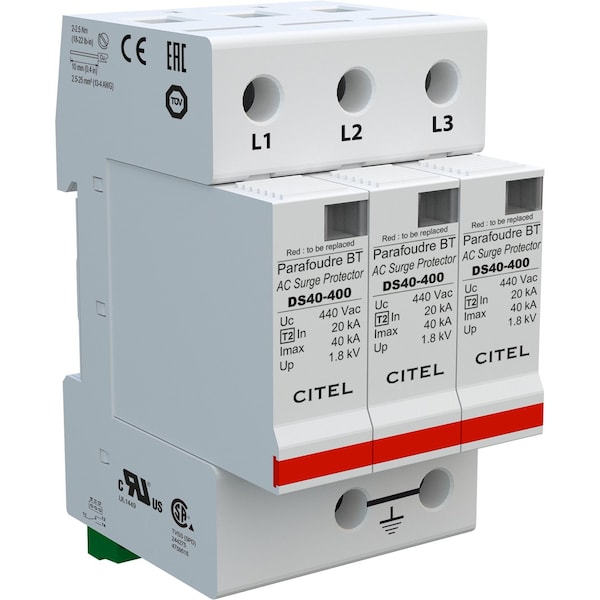 AC DIN Rail Protector, 3 Phase, 480V - DS43S-480