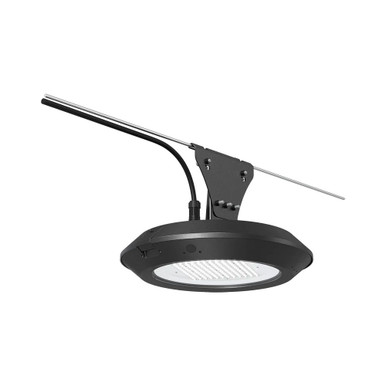 Round Commercial Area LED Light - Multi Watt 22W/37W/56W/75W - Color Selectable 40K/50K - 120-277V - Bronze Finish - Type 5 Lens - Catenary Wire Suspension Mount
